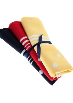 Large Spotted Handkerchief (3 Pack Tied) - Navy, Red and Yellow Spots