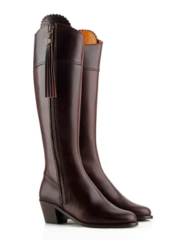 Leather Regina Heeled Boots - Mahogany
