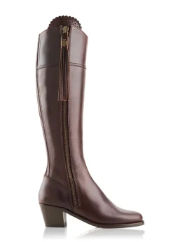 Leather Regina Heeled Boots - Mahogany