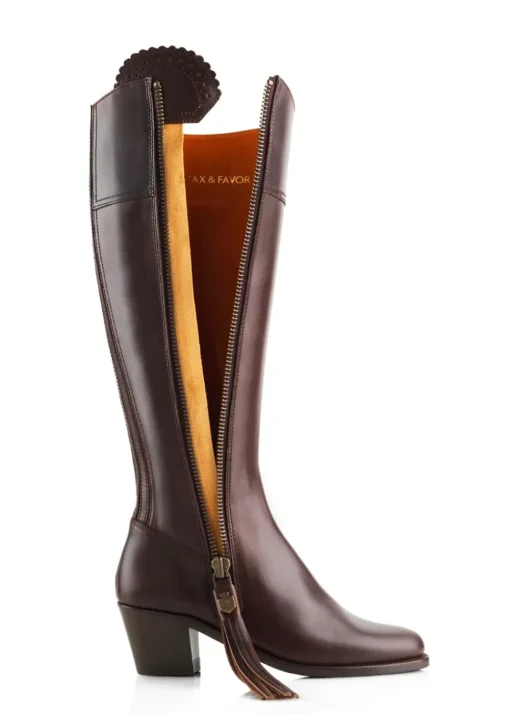 Leather Regina Heeled Boots - Mahogany