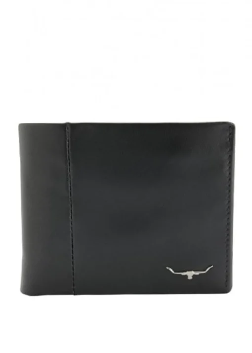 Leather Wallet with Coin Pocket - Black