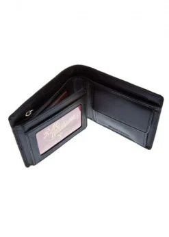Leather Wallet with Coin Pocket - Black