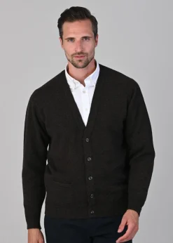 Leven 2 Ply Lambswool Cardigan - Cocoa