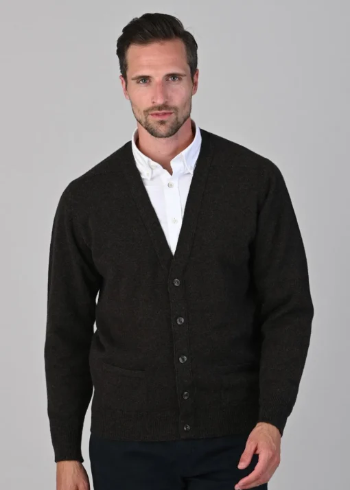 Leven 2 Ply Lambswool Cardigan - Cocoa