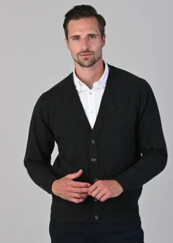 Leven 2 Ply Lambswool Cardigan - Charcoal