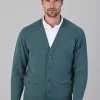 Leven 2 Ply Lambswool Cardigan - Caspian