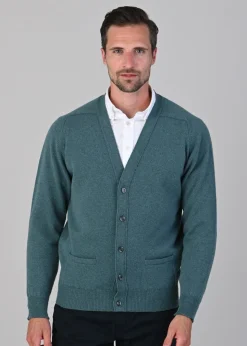 Leven 2 Ply Lambswool Cardigan - Caspian