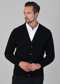 Leven 2 Ply Lambswool Cardigan - Navy
