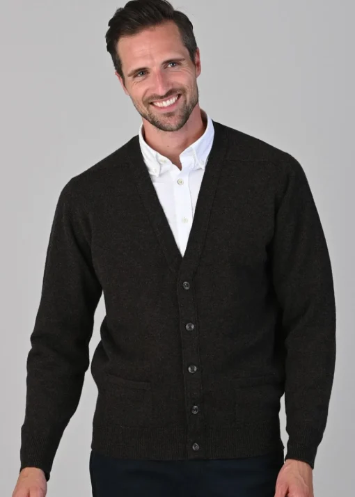 Leven 2 Ply Lambswool Cardigan - Cocoa