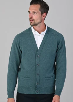 Leven 2 Ply Lambswool Cardigan - Caspian