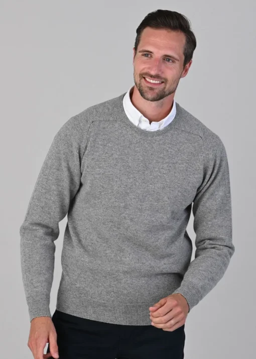Leven 2 Ply Lambswool Crew Neck - Flannel