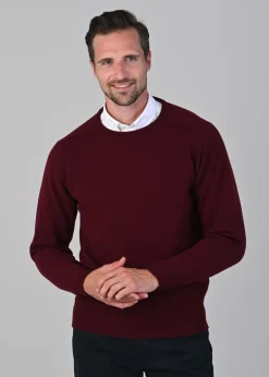 Leven 2 Ply Lambswool Crew Neck - Bordeaux