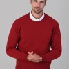 Leven 2 Ply Lambswool Crew Neck - Poppy Mel