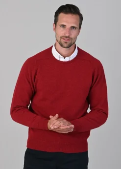 Leven 2 Ply Lambswool Crew Neck - Poppy Mel