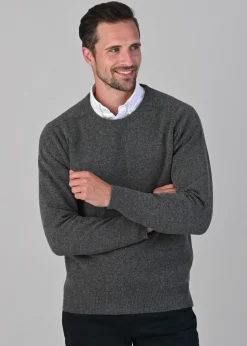 Leven 2 Ply Lambswool Crew Neck - Cliff