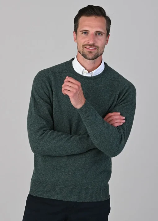 Leven 2 Ply Lambswool Crew Neck - Moorland