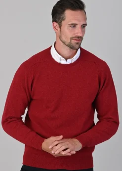 Leven 2 Ply Lambswool Crew Neck - Poppy Mel