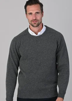 Leven 2 Ply Lambswool Crew Neck - Cliff