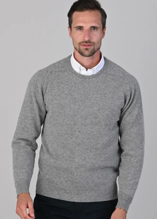 Leven 2 Ply Lambswool Crew Neck - Flannel