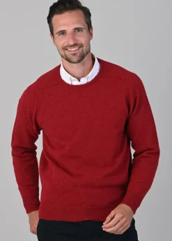 Leven 2 Ply Lambswool Crew Neck - Poppy Mel