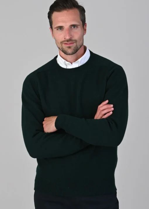 Leven 2 Ply Lambswool Crew Neck - Tartan Green