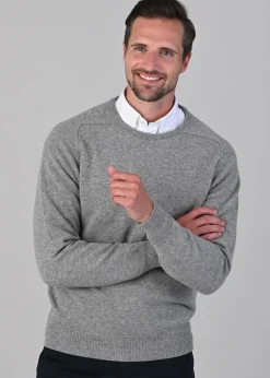 Leven 2 Ply Lambswool Crew Neck - Flannel