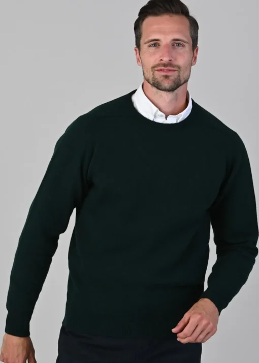 Leven 2 Ply Lambswool Crew Neck - Tartan Green