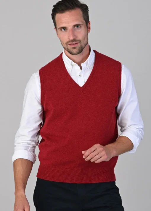 Leven 2 Ply Lambswool Slipover - Poppy Mel