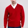 Leven 2 Ply Lambswool V-Neck - Dubonnet