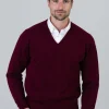 Leven 2 Ply Lambswool V-Neck - Bordeaux