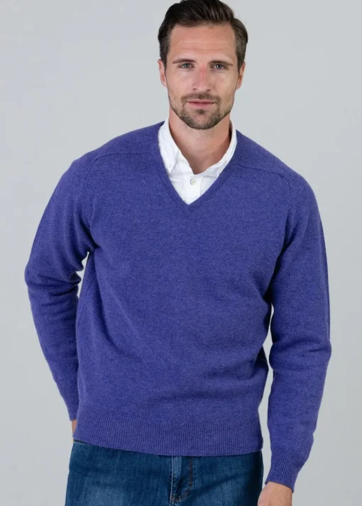 Leven 2 Ply Lambswool V-Neck Plus Size - Heliotrope