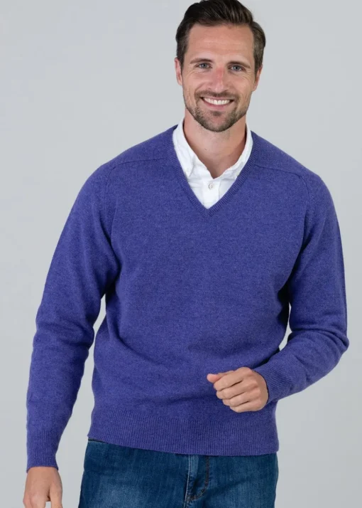 Leven 2 Ply Lambswool V-Neck Plus Size - Heliotrope