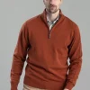 Lewis Lambswool 1/4 Zip Jumper - Brick