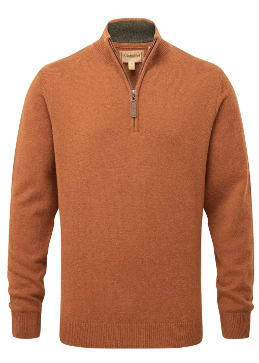 Lewis Lambswool 1/4 Zip Jumper - Brick