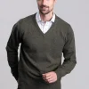 Lewis Lambswool V-Neck Jumper - Woodland