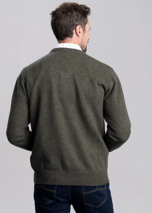 Lewis Lambswool V-Neck Jumper - Woodland