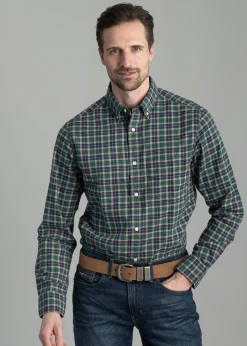Light Twill Checked Shirt - Deep Forest Green