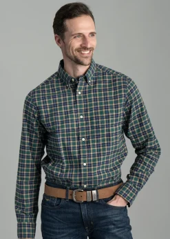 Light Twill Checked Shirt - Deep Forest Green