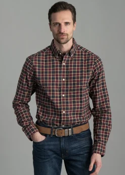 Light Twill Checked Shirt - Wine Red