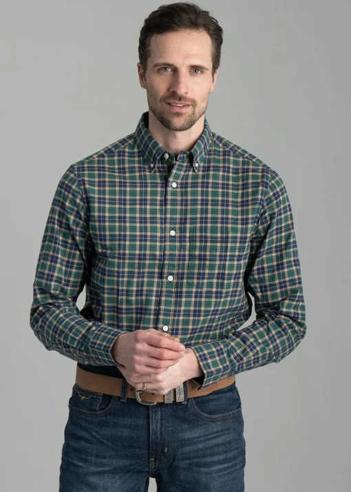 Light Twill Checked Shirt - Deep Forest Green