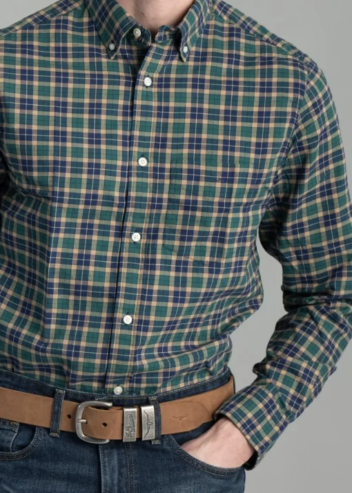 Light Twill Checked Shirt - Deep Forest Green