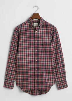 Light Twill Checked Shirt - Wine Red