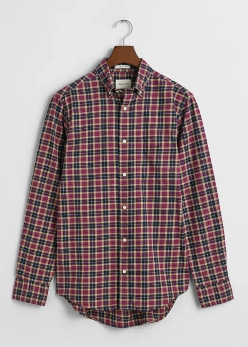 Light Twill Checked Shirt - Wine Red