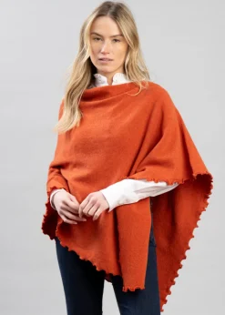 Lindsey Lambswool Poncho - Ember