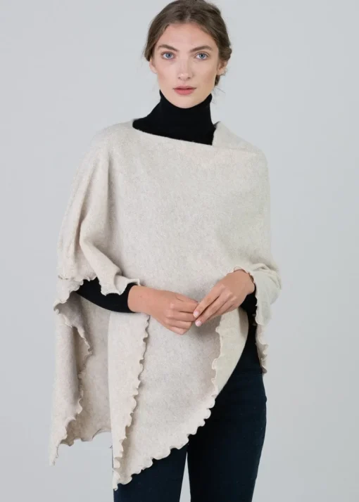 Lindsey Lambswool Poncho - Linen