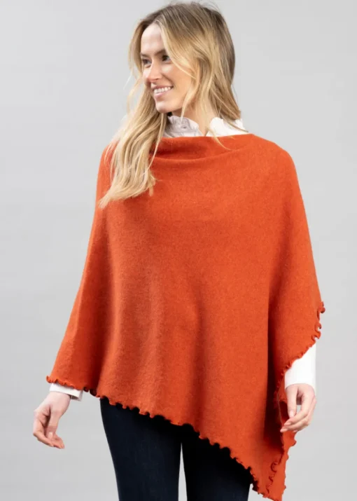 Lindsey Lambswool Poncho - Ember