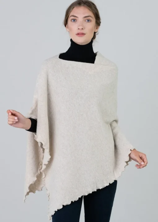 Lindsey Lambswool Poncho - Linen
