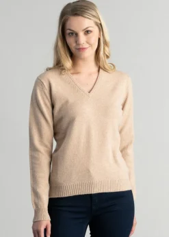 Lindsey Lambswool V-Neck - Oatmeal