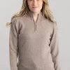 Lindsey Lambswool Zip Neck - Mushroom with Autumn Gold
