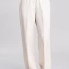 Linen Blend Pull On Trousers - Putty